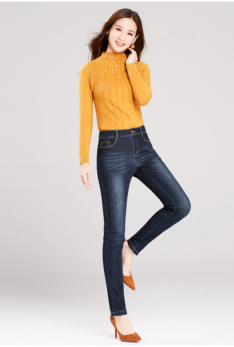 Dream Shuya quần mùa đông cộng với quần jean nhung nữ quần dài dày cotton mới thoải mái ấm áp bút chì quần nữ quần jean ngố ống rộng