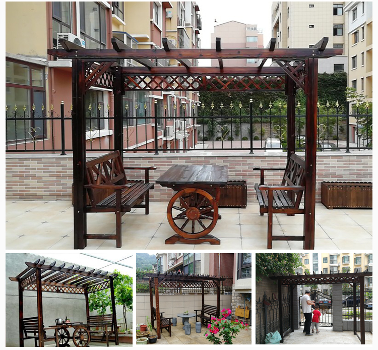 Ngoài trời rắn gỗ nho giá vườn giải trí bàn ghế kết hợp chống ăn mòn nhà gỗ gazebo ban công gỗ vườn nho - Kệ kệ treo tường đẹp
