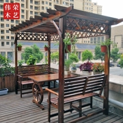 Ngoài trời rắn gỗ nho giá vườn giải trí bàn ghế kết hợp chống ăn mòn nhà gỗ gazebo ban công gỗ vườn nho - Kệ