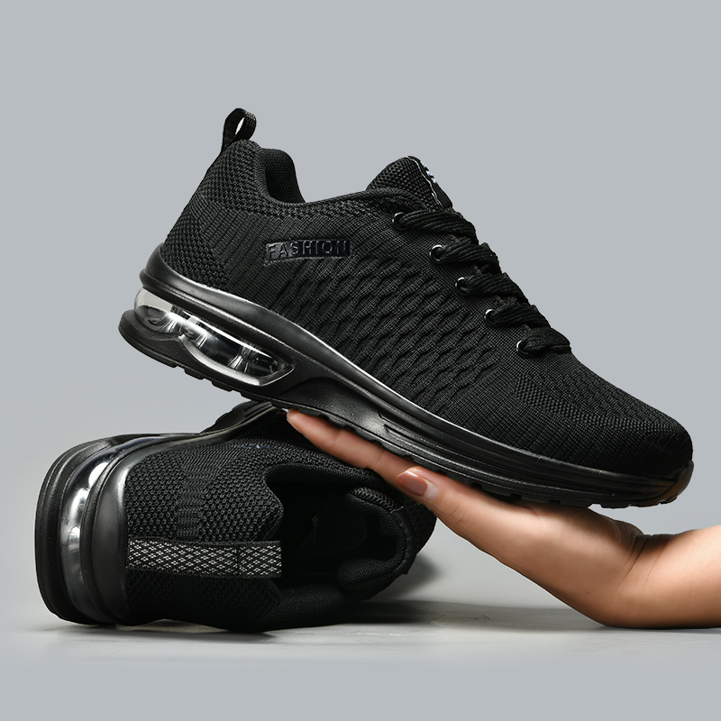 Spring New Men's Shoes, Sports Shoes, Mesh Breathable Casual Shoes, Black Wear-Resistant Shock-Absorbing Air-Cushion Shoes, Non-Slip Running Shoes