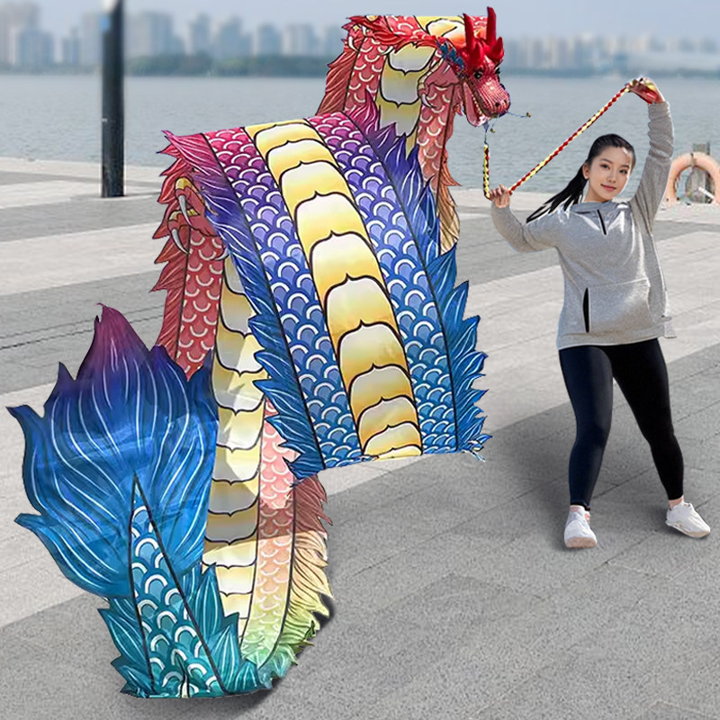 スクエアダンス、中高年男女のためのフィットネス、リボンを使った龍舞、中国の飛龍の鉄骨フレームと龍の頭、龍舞のパフォーマンス小道具