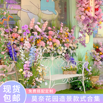 French Monet garden style fake flowers artificial flowers indoor landscaping window display photo taking check-in floral arrangement