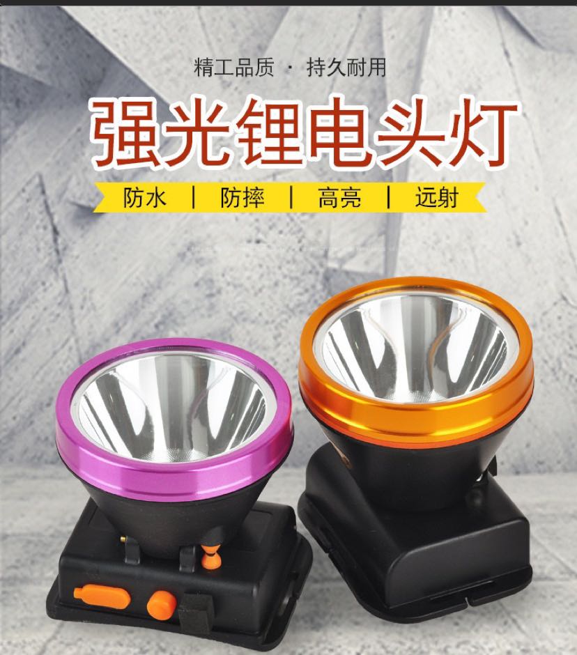 Promotional LED high-brightness headlights Lithium rechargeable headlights Long-range head-mounted mine lights Night fishing night rider flashlight