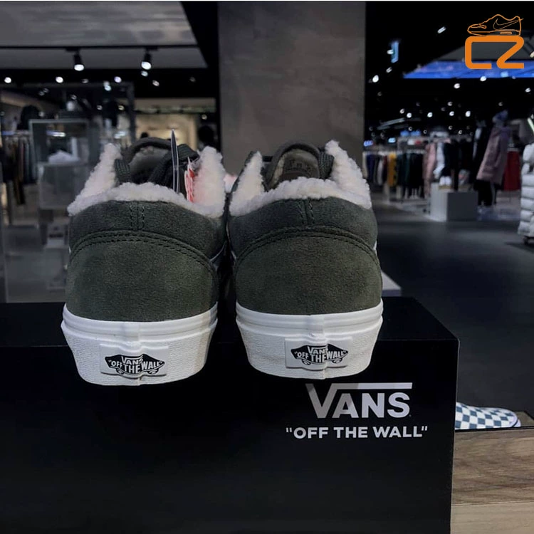 Vans OS low-top xanh xanh mùa thu đông và mùa đông cộng với nhung dày nam nữ giày đế thấp cổ điển - Plimsolls