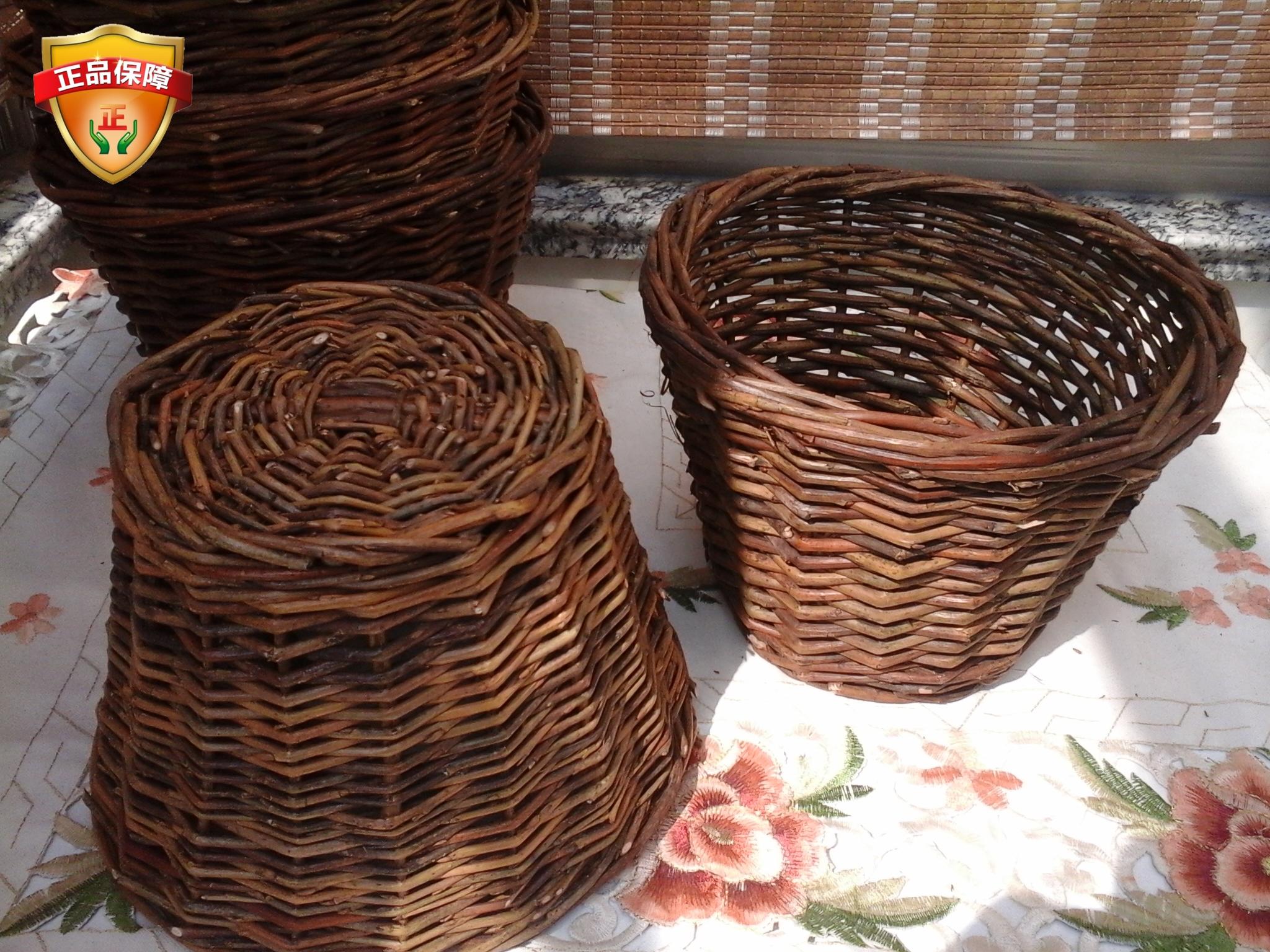 Basket, bath basket, portable clothes basket, round storage basket, small flower pot, fleshy plant, DIY cultivation, full of 3 pieces