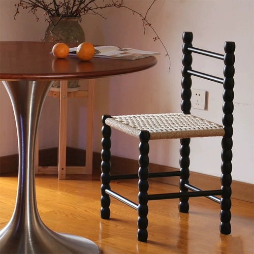 Скандинавский веревочный табурет, средневековый дизайнерский обеденный стул из цельного дерева, стул с французской спинкой ваби-саби, старинный табурет из тыквы, маленький стул