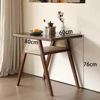 Одинарный стол цвета ореха, массив дуба * дизайн из ротанга