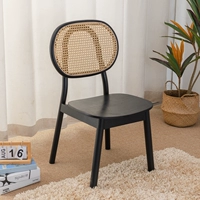 Круглый стул-пуф, черное деревянное сиденье