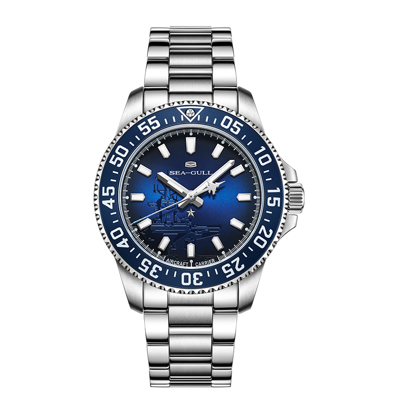 シーガル 航空母艦 オーシャンシリーズ ダイビングウォッチ スチールストラップウォッチ メンズ スポーツ 機械式時計 1083