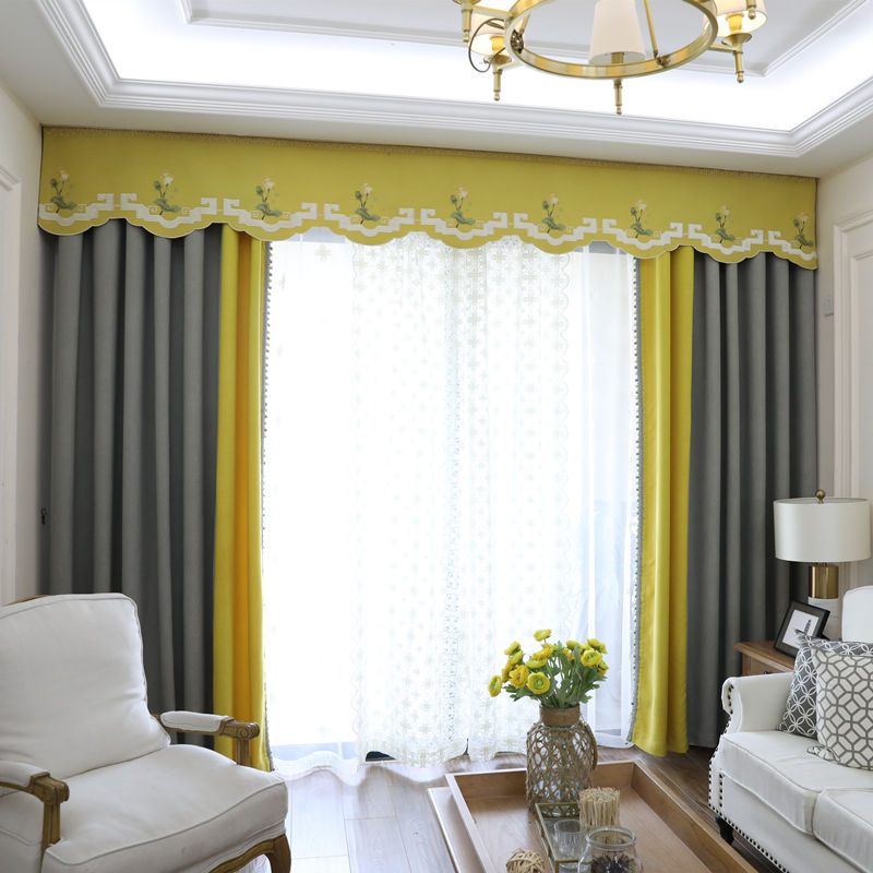 Usd 32 93 Ins Nordic Style Curtain Gray Yellow Spell Color