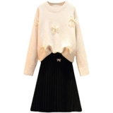 Демисезонное модное шерстяное платье, комплект, большой размер, подходит для полных девушек, по фигуре