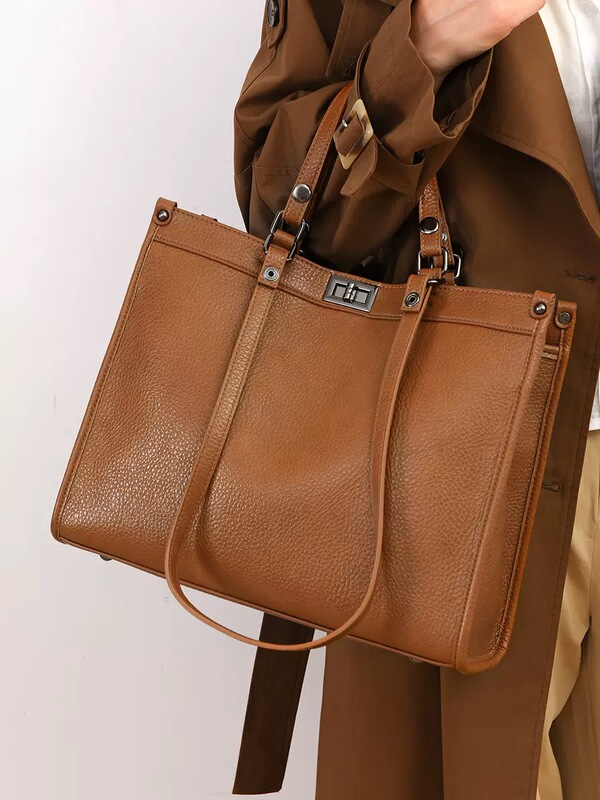 Brand Genuine Leather Tote Bag for Women 2026 New Large-Capacity Briefcase Versatile Commuter Large-Capacity Shoulder Handbag