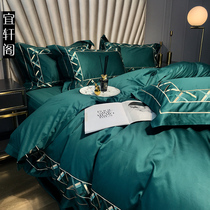 Italy imported high-grade 140 cotton Egyptian Cotton horse cotton tribute satin embroidery five-star hotel style four-piece set