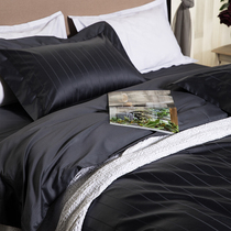 140s double-strand plain imported horse cotton jacquard quilt cover four-piece long-staple cotton tribute satin solid color Nordic kit