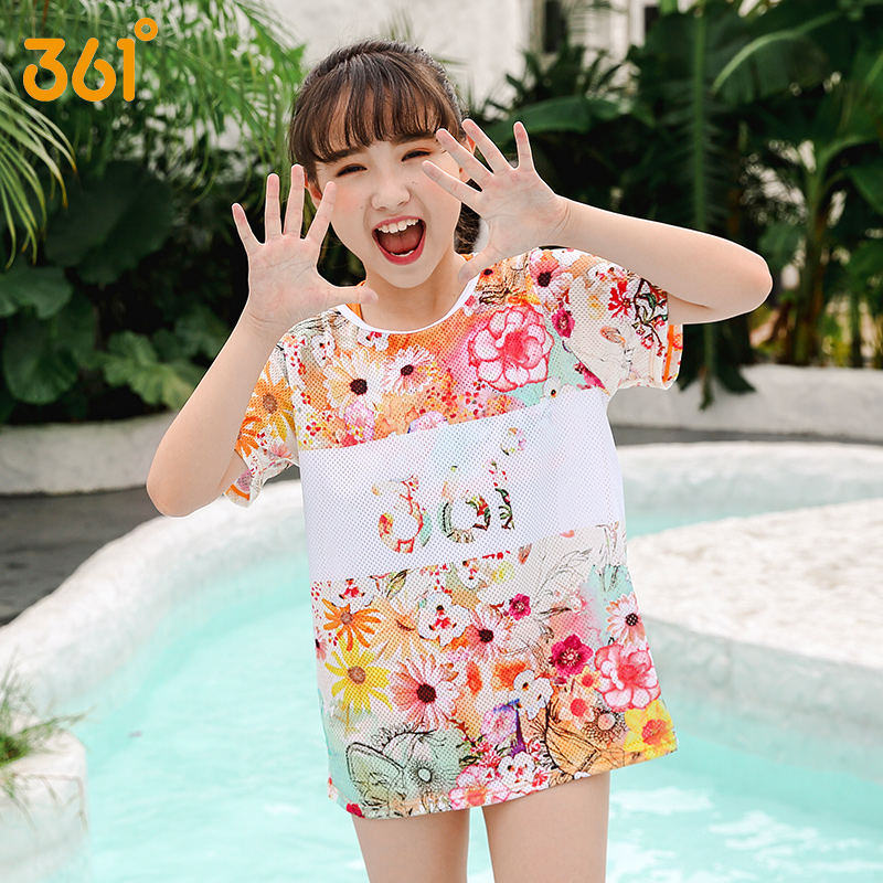 361 children's travel clothes girl split three-piece set conservative student sunscreen cute Korean professional sports swimsuit