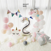 BIGGIFT BABY ~ BABY Children year macaron pink unicorn birthday balloon arrangement decoration ins