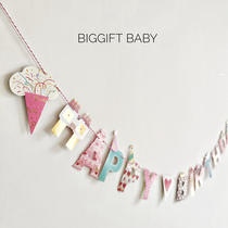 BIGGIFT BABY ~ Korean Department Cute Cartoon Children Baby Birthday Letters Labanner Wall Party Decorations