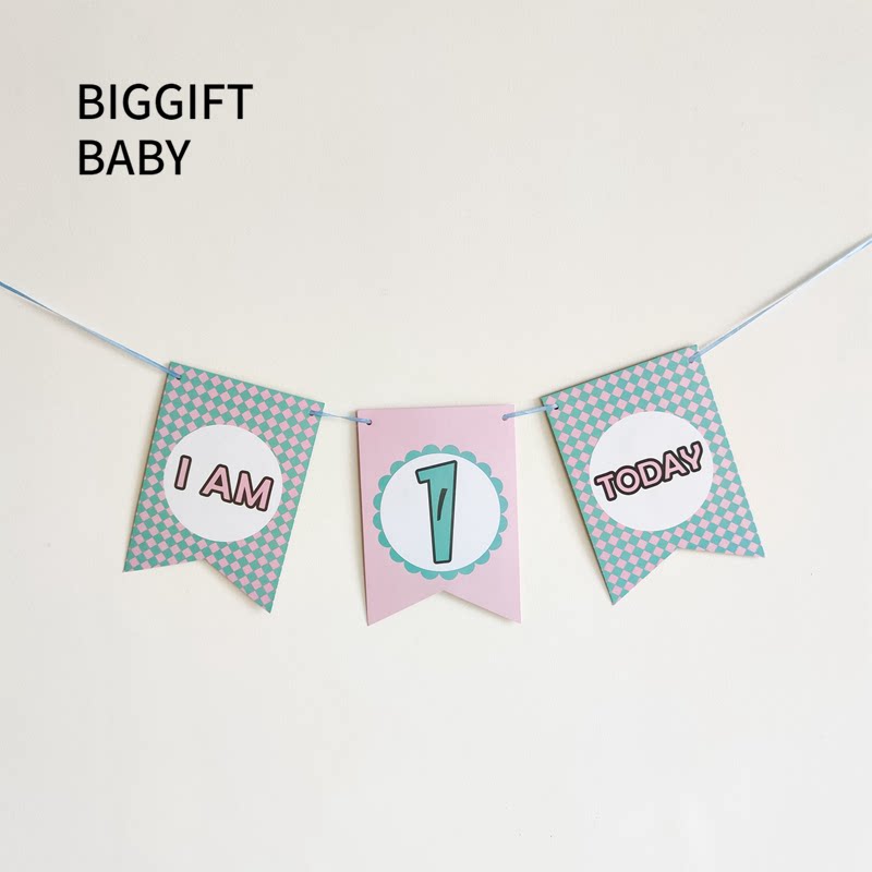 BIGGIFT BABY~ Baby's first birthday listed flag wall decoration dining chair dress dress