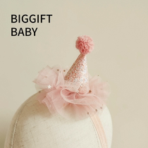 (Big Orange Party) Childrens Birthday Hat Little Baby Full Moon 100 Days Party Little Crown Princess Hat