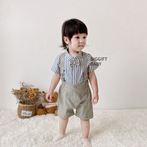 Biggift Baby ~ ins baby boy summer dress 100 days one year old birthday gentleman baby gown Inn