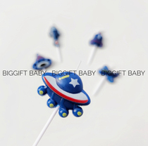 BIGGIFT Big Tangerine ~ Rocket Spaceship Themed Cartoon Styled Mens Baby Birthday Cake Candle