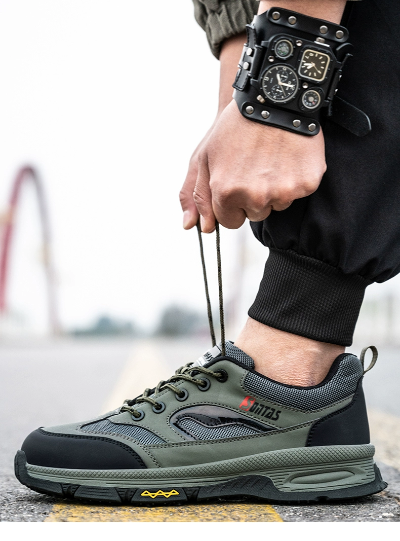 Labor protection shoes for men, comfortable, anti-smash and anti-puncture steel toe caps, insulated welder construction site work shoes, summer breathable mesh shoes