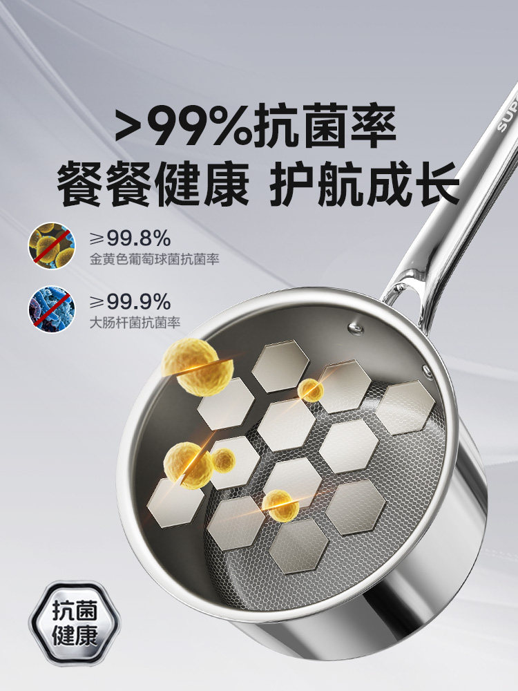 [New Product] Supor Pure Titanium Non-Coated Milk Pot Baby Food Supplement Pot 316L Stainless Steel Small Pot for One Person