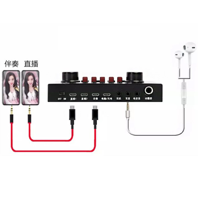 Live electric sound anchor ear back noise reduction chip yelling microphone platform mobile phone computer mainstream K song software sound card