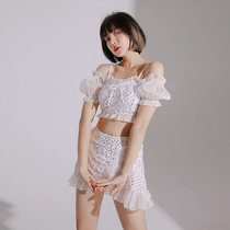 Japanese cute ins style fashion retro split swimwear sparkling fairy skirt split hot spring swimsuit women
