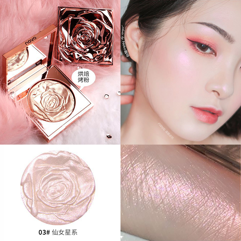 NOVO rose all-in-one plate cheap highlight powder repair blush shadow face brighten complexion nose shadow highlight powder