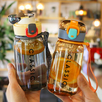  Korean portable water cup Female small and cute with tea partition cup Childrens simple high facial value fresh net red plastic cup