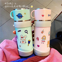 Korean net celebrity oblique cross water cup mens portable outdoor large-capacity thermos cup womens cute simple stainless steel thermos cup