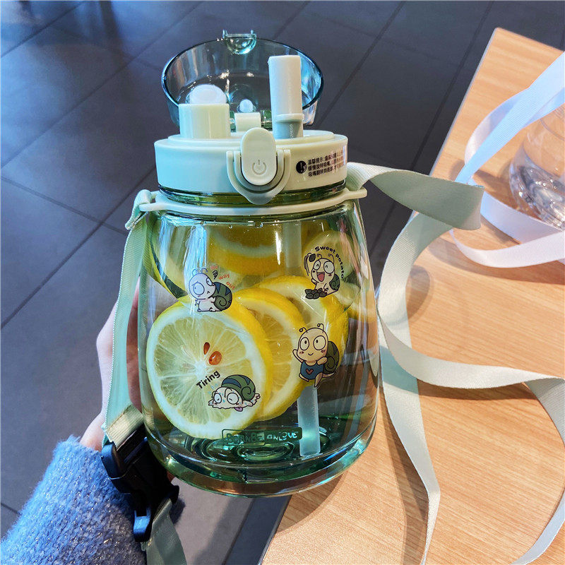 Cute big belly water glass 2021 Summer new portable big number sport kettle female mesh red large capacity straw mug