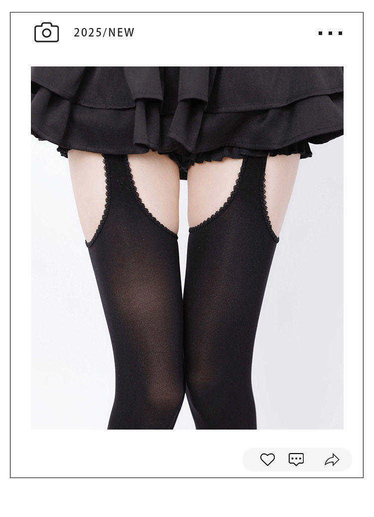 Velvet Sexy White Over-The-Knee Socks for Women, Summer Lace-Trimmed Garter Stockings, Hip-Lifting and Slimming Black Stockings — تصویر 1