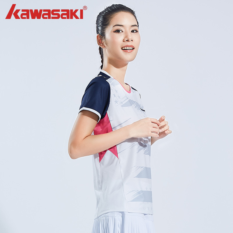 Kawasak Kawasaki badminton clothing men's and women's T-shirt sportswear round neck breathable quick-drying sweat-wicking training clothing top