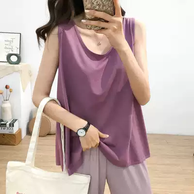 Summer vest female 2020 new Korean version of loose slim large size cover meat casual ice silk cotton outer wear sling tide
