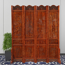 Chinese antique screen living room wooden classical partition camphor wood carving office relief porch mobile folding