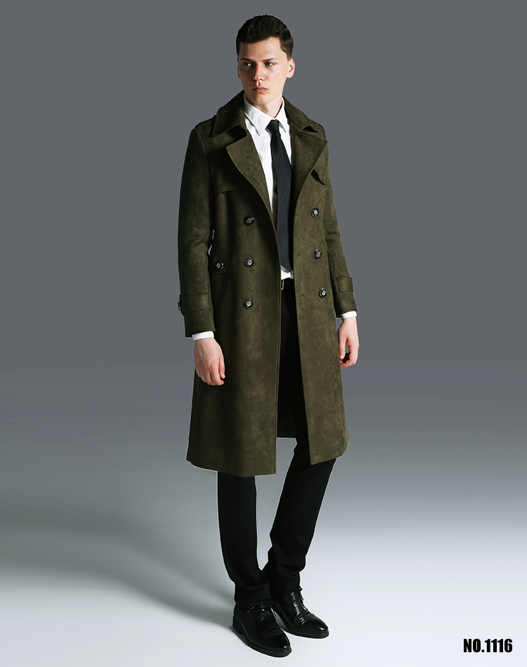 Áo gió nam deerskin áo gió dài nam 2018 mùa thu và mùa đông mới siêu dài áo khoác cỡ lớn quân đội Anh áo xanh 1116 áo khoác nam hàng hiệu