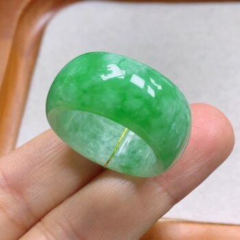 No. 20-21 burmese natural a-grade jade t1194 inner diameter 19.6mm green tire ring finger