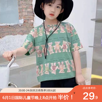 2021 new childrens t-shirt short-sleeved shirt pure cotton thin childrens clothing top boys summer childrens handsome tide 2-9