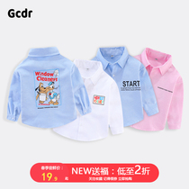 Childrens shirts Boys and girls shirts long-sleeved 2021 new spring clothes childrens solid color shirt cartoon tide