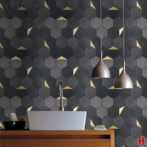 Black natural stone mosaic metal stainless steel TV background wall bathroom wall brick hexagonal tile art tile