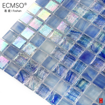 ins Nordic bathroom colorful blue glass mosaic Mediterranean kitchen and bathroom tile toilet