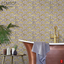 American light luxury natural stone mosaic tile stainless steel geometric solid background wall kitchen wall brick Nordic