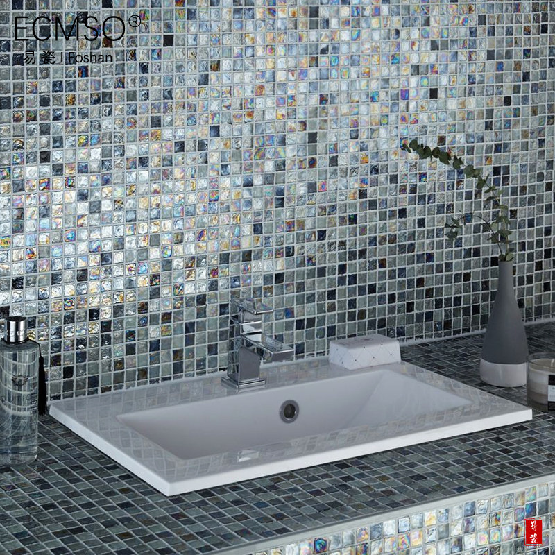 Black and white grey minimalist around modern kitchen and floor tiles Glazed Beads Mosaic Bathroom Makeup Room Tiles Nordic Industrial Wind