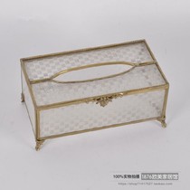 India imported brass glass tissue box model room living room coffee table table luxury paper box desktop ornaments