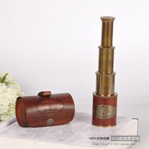 India imported pure copper cowhide single tube retractable retro telescope office model room decorations ornaments
