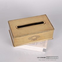 Nordic American India imported pure copper luxury tissue box living room coffee table drawing box American small simple napkin box