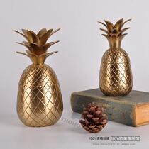 India imported American pure copper brass pineapple shape storage tank creative living room study home decoration ornaments