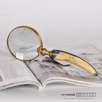 India imported brass beef bone magnifying glass 10 times old man reading hand-held identification craft gift ornaments